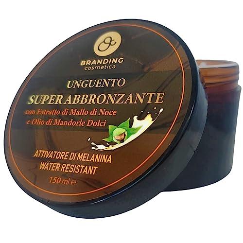 BRANDING COSMETICA Unguento Super Abbronzante Attivatore Di Melanina indicato sia per il sole sia per le lampade Con Dischetto Salva Prodotto 150 ml