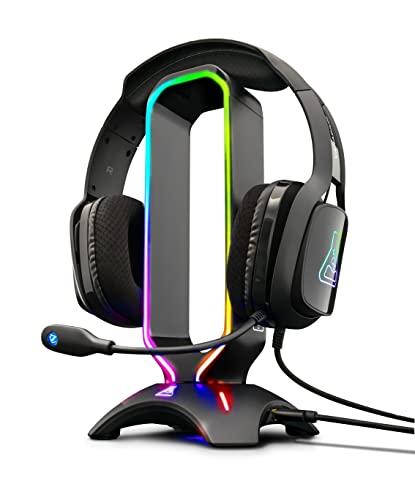 The G-Lab K-Stand Radon - Supporto per Cuffie Gaming con HUB USB e Retroilluminazione RGB