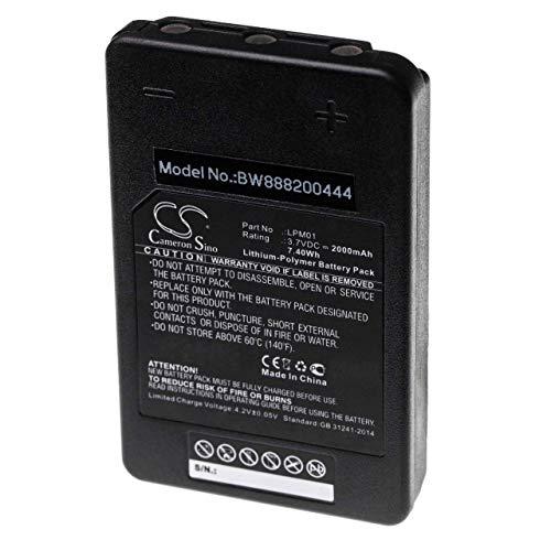 Batteria di ricambio vhbw per radiocomandi industriali Autec LPM01, LPM01LI, MHM03, R0BATT00E10A0 (2000mAh, 3.7V, Li-Poly) - Nero