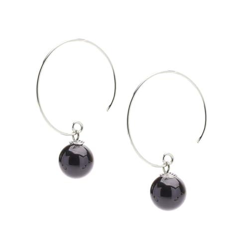 Orecchini a cerchio in argento Boho con pietre naturali