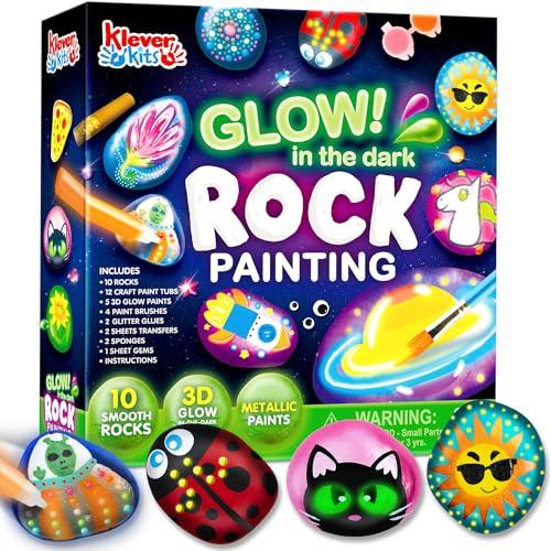JOYIN Kit Pittura Pietre per Bambini - 10 Pietre, 18 Colori e Accessori Creativi