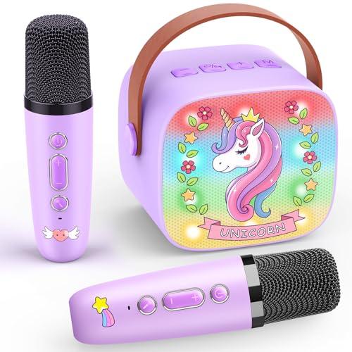 Karaoke Unicorno per Bambini con 2 Microfoni Wireless - Regalo Perfetto per Bambine 3-12 Anni