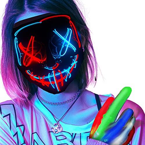 Funjoyz Maschera di Halloween Purge a LED con 3 Effetti di Luce