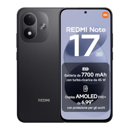 REDMI Note 17 5G, Smartphone 8+256GB, Black, Batteria da 7700 mAh