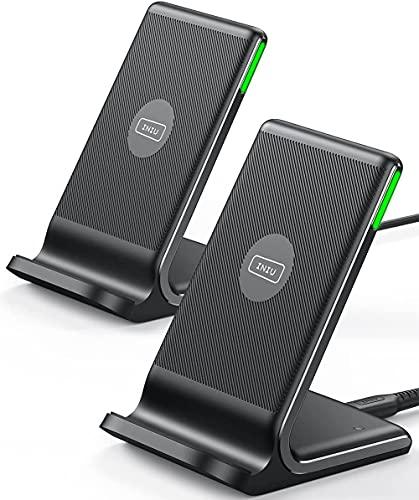 INIU Caricatore Wireless Doppio, 15W Qi Certificato con Luce Adattiva