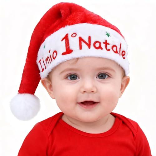 DPKOW Cappello Natalizio Neonato - Il Mio Primo Natale, Morbido Peluche Confortevole (4-12 Mesi)