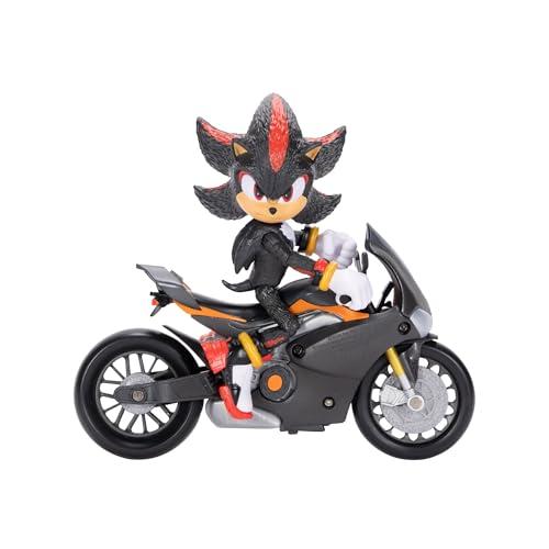 Sonic 3 Movie - Personaggio di Shadow con Motocicletta, Action Figure articolata in scala 13 cm, 13 Punti di Articolazione, motocicletta con Ruote Mobili e Cavalletto Funzionante ispirata al film