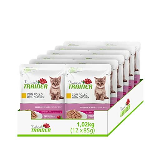 Natural Trainer Kitten & Young Cibo Umido per Gatti con Pollo 12 buste x 85 g - 1020 gr