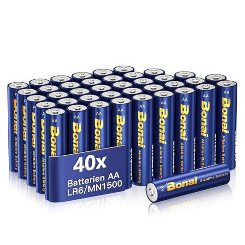 BONAI Longlife Batterie AA, Pack da 40