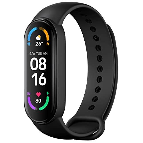 Xiaomi Mi Smart Band 6 Display Braccialetto Monitor della Frequenza Cardiaca e Versione Globale 30 Modalità Ossigeno Sangue 5ATM Nero