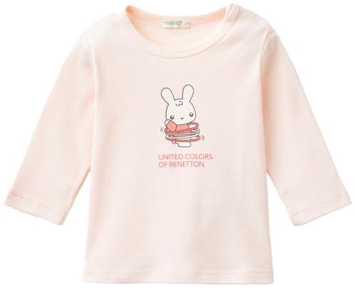 T-Shirt Manica Lunga United Colors of Benetton Girocollo Cotone Stampa ad Acqua