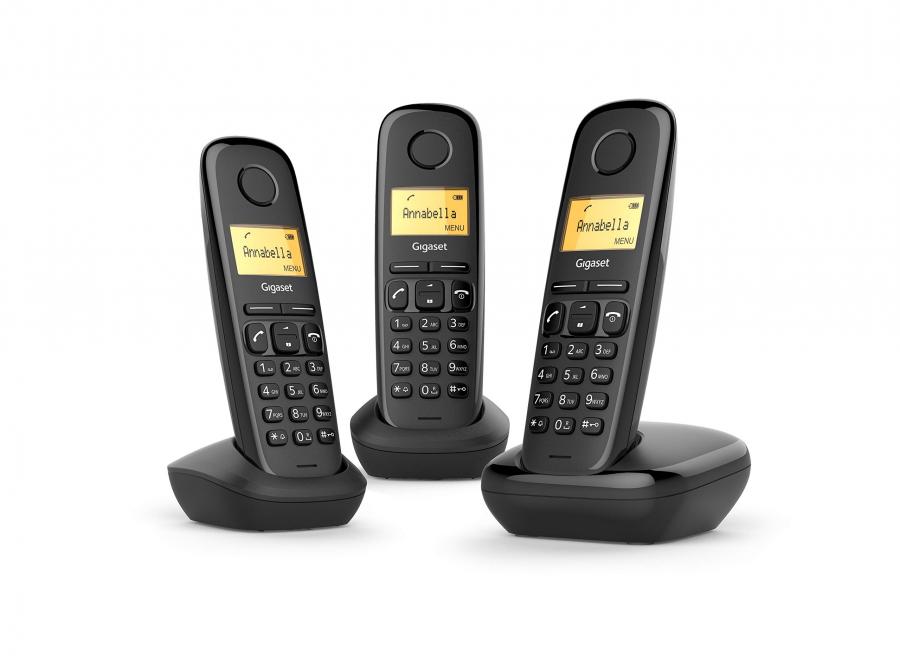Gigaset A170 Trio Black - Telefono cordless con 3 cornette