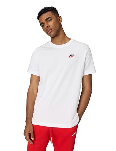 Nike M Nsw Club Tee Maglietta, White Black University Red, XS Uomo