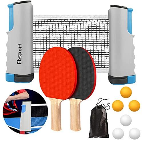 FBSPORT Set da Ping Pong Professionale con Rete Retrattile e Accessori
