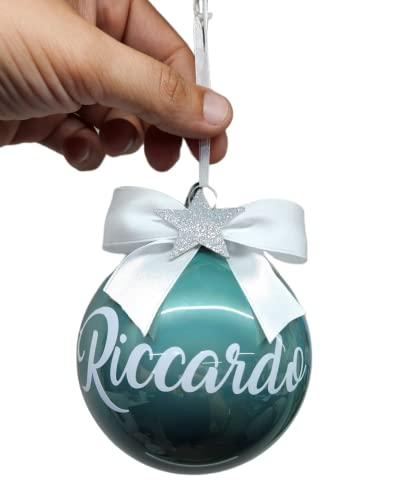 Palla di Natale Personalizzata in Vetro Verde Giada 10cm