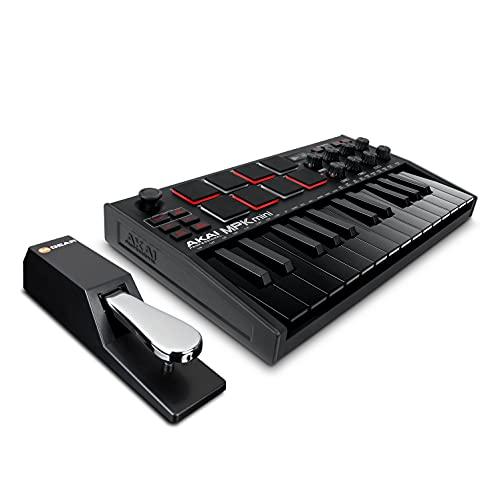 AKAI Professional MPK Mini MK3 Black + M-Audio SP-2 - Tastiera MIDI Controller USB con 25 Tasti, 8 PAD e Software + Pedale di Sustain Universale