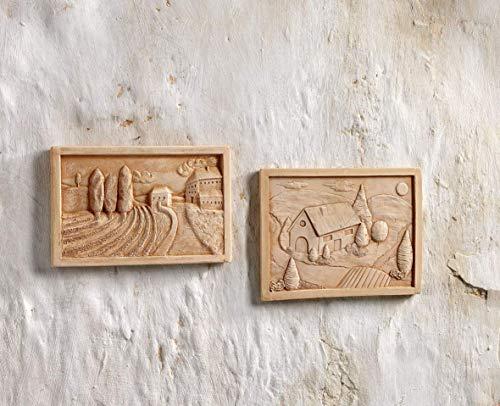 Set di Pannelli Decorativi da Parete in Terracotta - Collina e Campagna