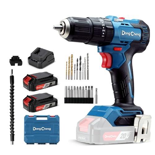 DongCheng Trapano Avvitatore a Percussione Brushless 20V con 2 Batterie e Accessori