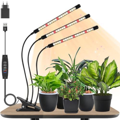 Lampada LED per la Crescita delle Piante a 3 Teste con Timer e Intensità Regolabile