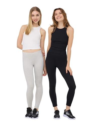 TERRANOVA Leggings Sportivi Donna - Set 2 Pezzi: Nero e Grigio, Taglia S