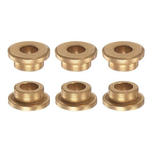 QUARKZMAN 6pz Flangia Cuscinetto Manicotto 6mm Alesaggio x 10mm OD x 6mm Lunghezza x 2mm Flangia Spessore, Bronzo Boccola Autolubrificante Boccole Manicotto per Attrezzature Industriali