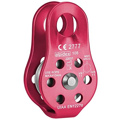 ALPIDEX Carrucola 22 KN Rossa per Corde Fino a 13 mm - Resistente e Certificata