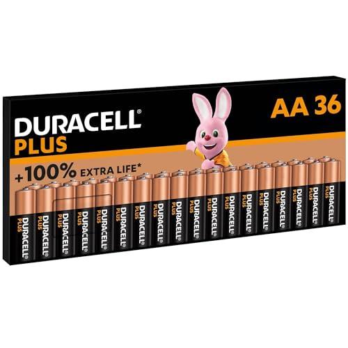 Duracell Batterie Plus AA (pacco da 36) - Pile Alcaline 1.5V - Fino al 100% di extra durata - Affidabilità per i dispositivi a uso quotidiano - 0% plastica - 10 anni di conservazione - LR6 MN1500
