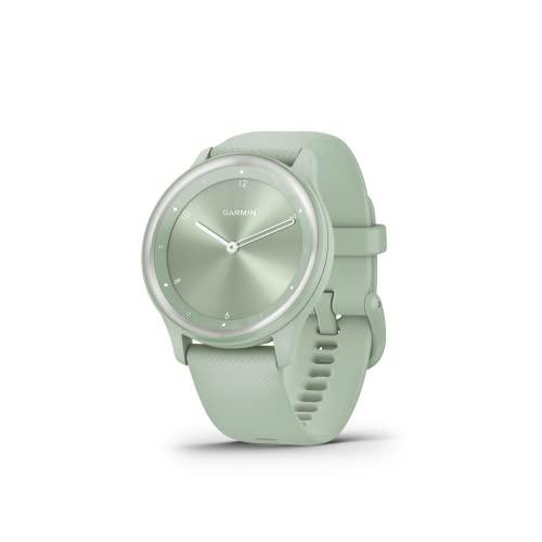 Garmin vívomove Sport, Smartwatch ibrido, Cassa 40mm, Touchscreen OLED e Lancette, Cardio, SpO2, GPS connesso, Monitoraggio 24/7, Notifiche, Calendario, SMS emergenza (Agave Mint)