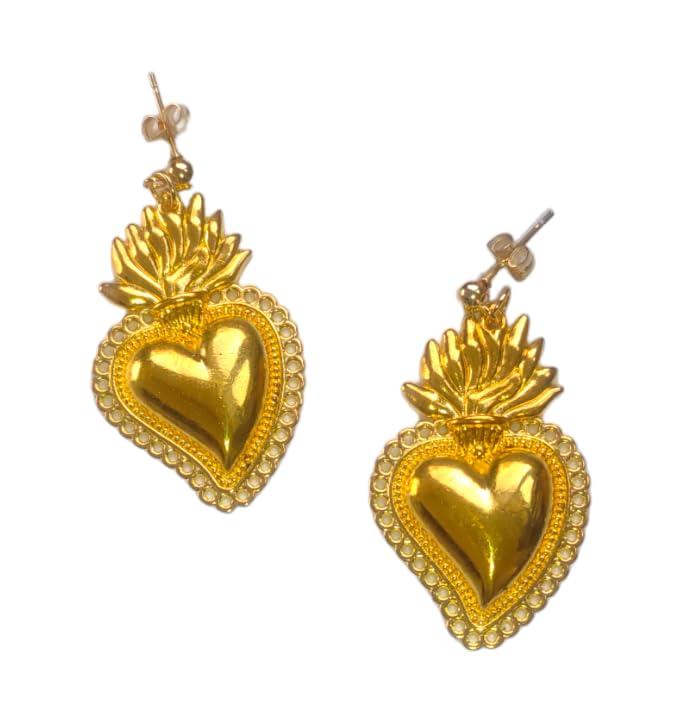 Orecchini Sacro Cuore Dorato - Eleganza Artigianale per Ogni Occasione