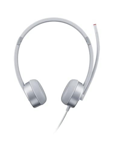 Lenovo 100 - Cuffie analogiche stereo (isolamento acustico, microfono a 180 gradi, progettato per VOIP, fascia regolabile e braccio estensibile) - Grigio Cloud