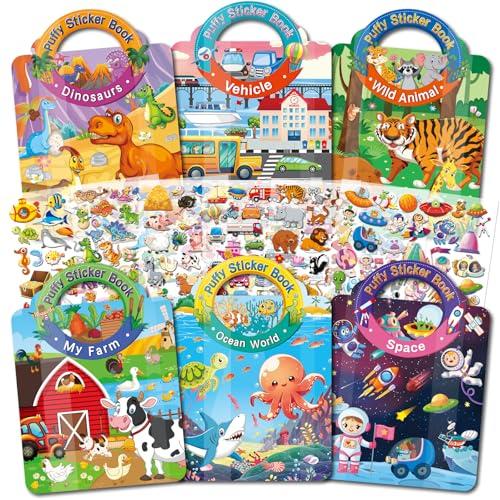 Elfew Libro Adesivi Riutilizzabili 3D per Bambini