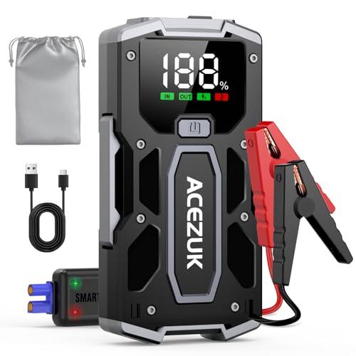 ACEZUK Avviatore Batteria Auto, 3000A Avviatore di Emergenza per Auto/Moto
