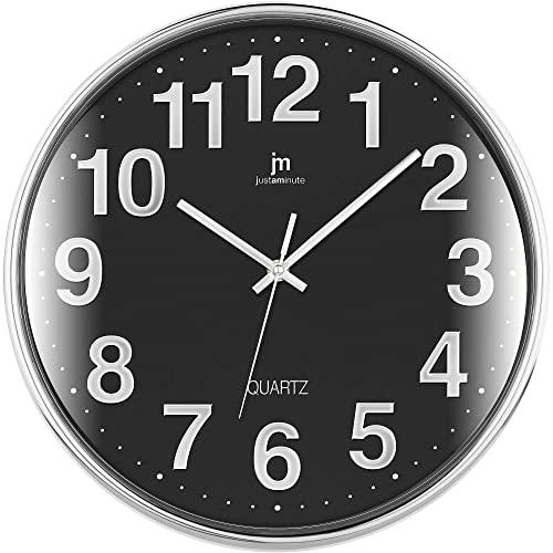 Lowell Justaminute 00816 Orologio da Parete Cerchio Nero, Cromo