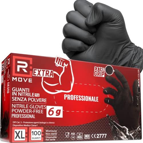 RMove Guanti in Nitrile Neri Extra Resistenti Taglia XL