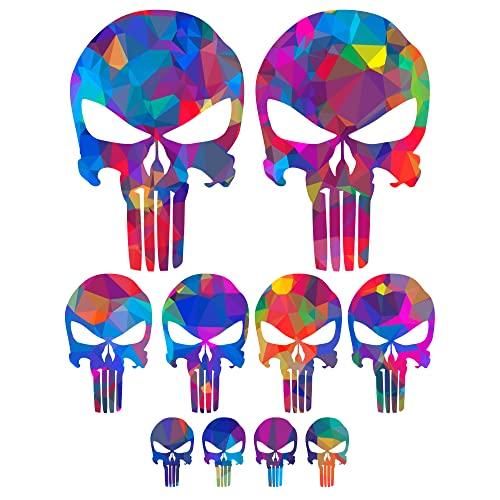 Adesivi Cranio 10 Pezzi per Auto o Moto - Teschio Multicolor