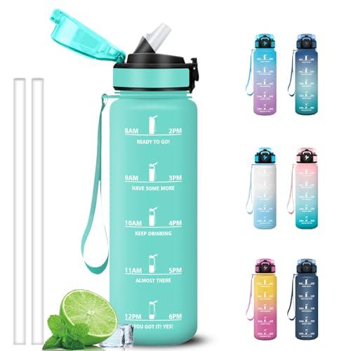 Grsta Borraccia Motivazionale da 1 Litro con Cannuccia e Indicatore Orario