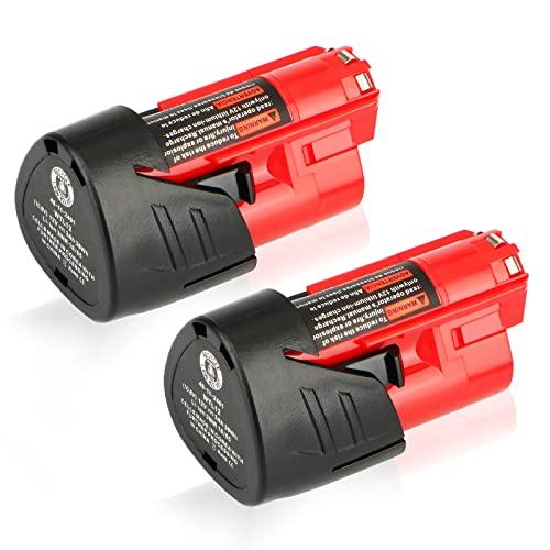 2X Waitley 12V 3.0Ah Batteria per Milwaukee M12 48-11-2410 48-11-2420 48-11-2411 48-11-2401 48-11-2402 M12 12V tensile elettrico senza fili…