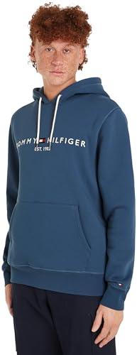 Tommy Hilfiger Felpa Uomo Tommy Logo con Cappuccio, Blu (Aegean Sea), S