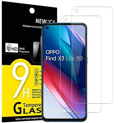 NEW'C 2 Pezzi, Vetro Temperato per Oppo Find X3 Lite, Pellicola Protettiva Anti Graffio, Anti-Impronte, Senza Bolle, Durezza 9H, 0,33mm Ultra Trasparente, Ultra Resistente