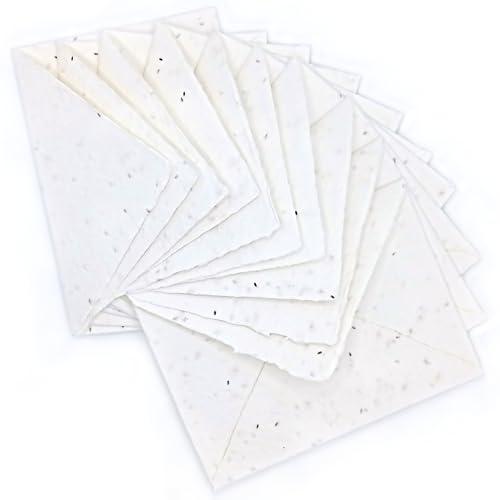Buste in Carta Fatta a Mano Piantabile con Bordi Irregolari - Bianco, 13,5x18,5 cm (Confezione da 10)