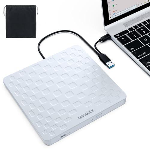 ORIGBELIE Lettore CD DVD Esterno USB 3.0 Type-C Ultra Slim per PC Portatile