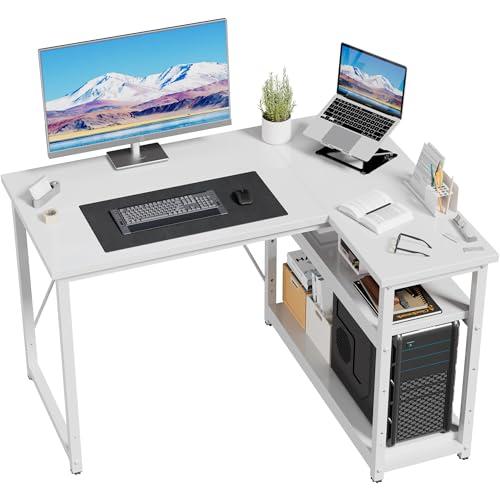 JUMMICO Scrivania Angolare a L 100x80 cm per Computer con Ripiani e Divisori - Compatta per Studio, Lavoro e Gaming, Ideale per Camera da Letto e Ufficio - Design Moderno e Salvaspazio