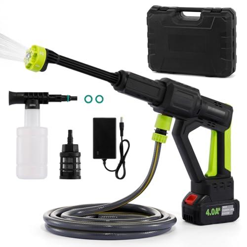 Idropulitrice a Batteria 6 in 1, con 20V Batterie da 4000mAh, Tubo da 5M, Idropulitrice Portatile Senza Fili per Auto, Giardino, Pavimenti e Esterni