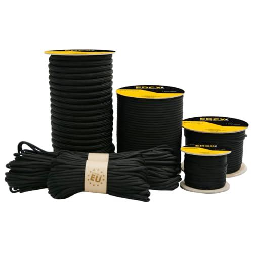 EDCX Paracord 550 Type III Nero 4mm x 30m - Corda in Nylon Multifunzione per Campeggio, Artigianato e Sopravvivenza