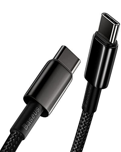 Baseus - Cavo dati con doppio connettore USB Tipo-C, 100 W PD 5A QC 4.0, ricarica rapida, lega di zinco e nylon intrecciato, per Samsung S21/S20+/S10/Note 10/iPad Pro/MacBook Air/Pixel e altri (1 m)