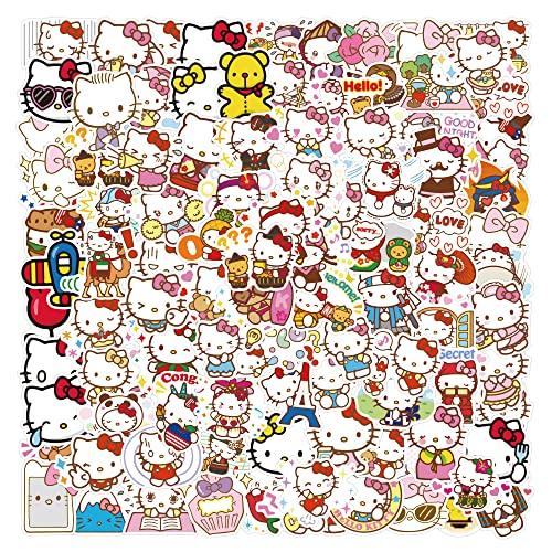 100 adesivi Kitty, simpatici adesivi per bambini, impermeabili, in vinile, graffiti, per bambini, adolescenti, laptop, valigia, casco, skateboard, bicicletta, scrapbook