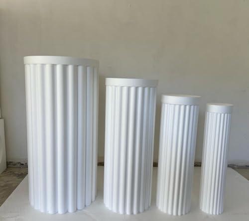 Set da 4 Cilindri Plissettati Impilabili in Polistirolo Alta Densità con Tappo Tondo