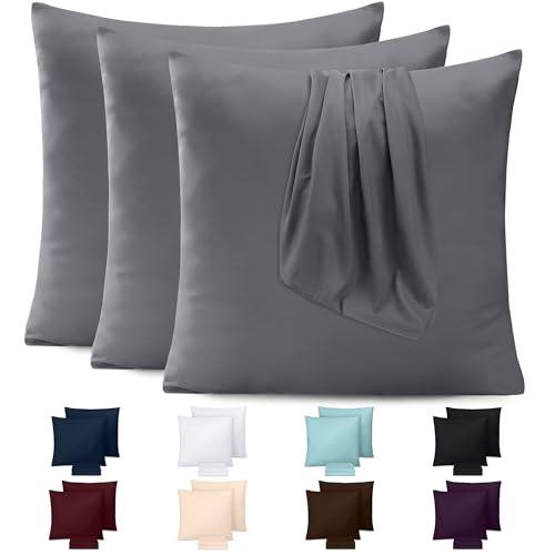 Utopia Bedding - Federe Set Di 4-40 x 40 Cm - Copricuscino In Poliestere - Morbida Spazzolata Microfibra Federe Con Chiusura A Busta - Grigio