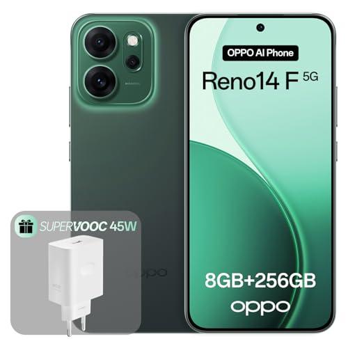 OPPO Reno14 F 5G Luminous Green - Smartphone Android con Fotocamera AI 50MP e Ricarica SUPERVOOC 45W