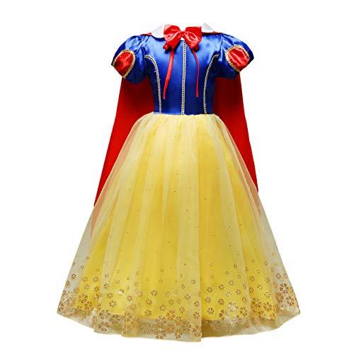 Lito Angels Vestito Costume da Principessa Biancaneve con Mantello per Bambina, Taglia 3-4 Anni